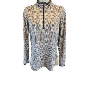 Snow angel 1/4 zip geometric boho performance top with thumb holes Medium M EUC